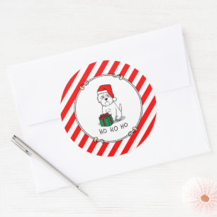 Christmas Santa West Highland White Terrier Westie Classic Round Sticker