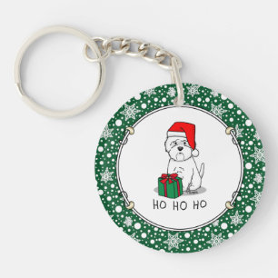 Christmas Santa West Highland White Terrier Westie Key Ring