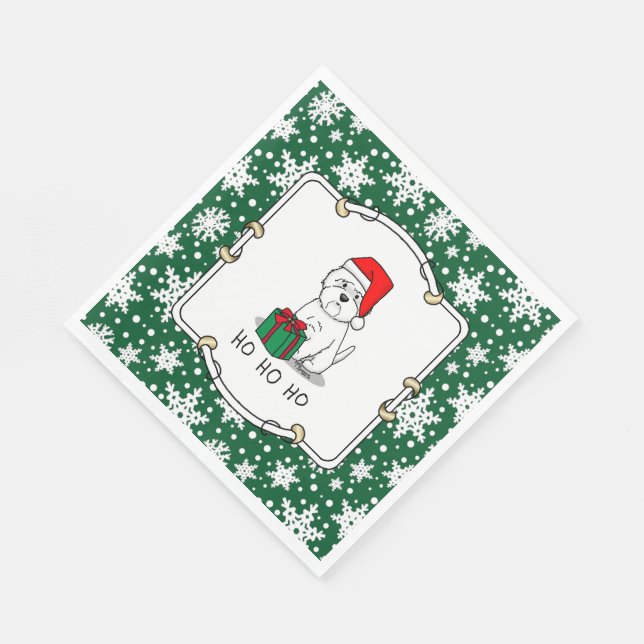 Christmas Santa West Highland White Terrier Westie Napkin (Corner)