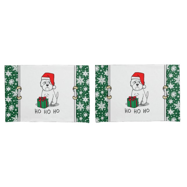Christmas Santa West Highland White Terrier Westie Pillowcase (Front-Set)