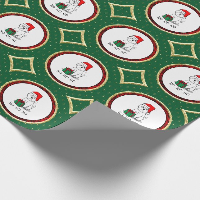 Christmas Santa West Highland White Terrier Westie Wrapping Paper (Corner)