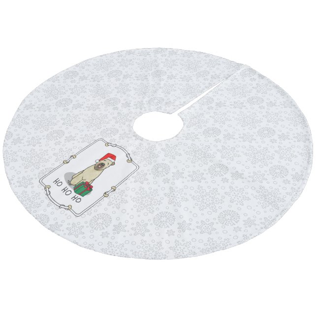 Christmas Santa Wheaten Terrier (wheaten 1b2) Cute Fleece Tree Skirt (Angled)