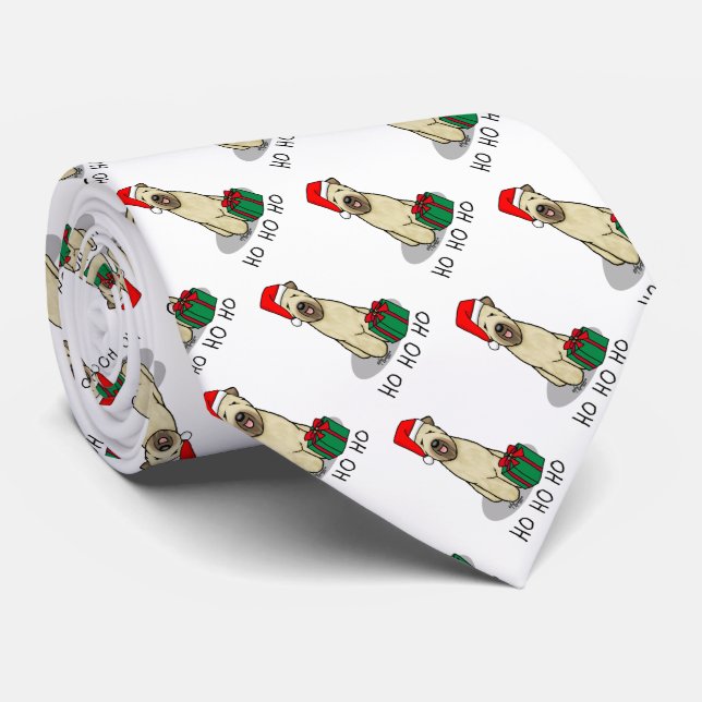 Christmas Santa Wheaten Terrier (wheaten 1b2) Cute Tie (Rolled)