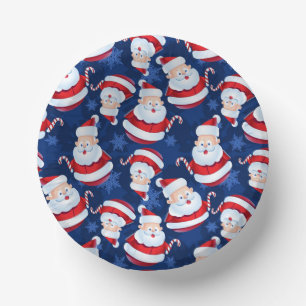 Christmas Santa with Candy Cane and Snowflakes  Paper Plate