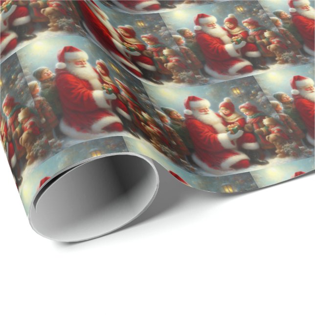 Christmas Santa with Children 2 Wrapping Paper (Roll Corner)