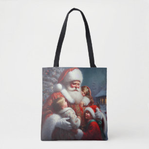 Christmas Santa with Children 4 Tote Bag