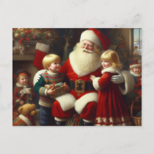 Christmas Santa with Children 6 Holiday Postcard