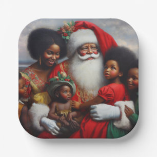 Christmas Santa with Children 7 Paper Plate