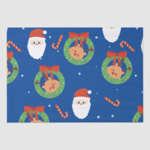 Christmas Santa with Friends and Candy Canes   Tissue Paper