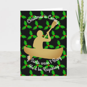 Christmas Santa Would be Kayaking Holiday Card