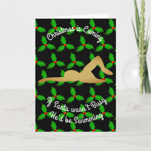Christmas Santa Would be Swimming Holiday Card