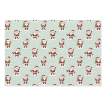 Christmas Santa Wrapping Paper Flat Sheet Set of 3
