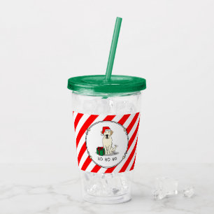 Christmas Santa Yellow Labrador Retriever Cute Acrylic Tumbler