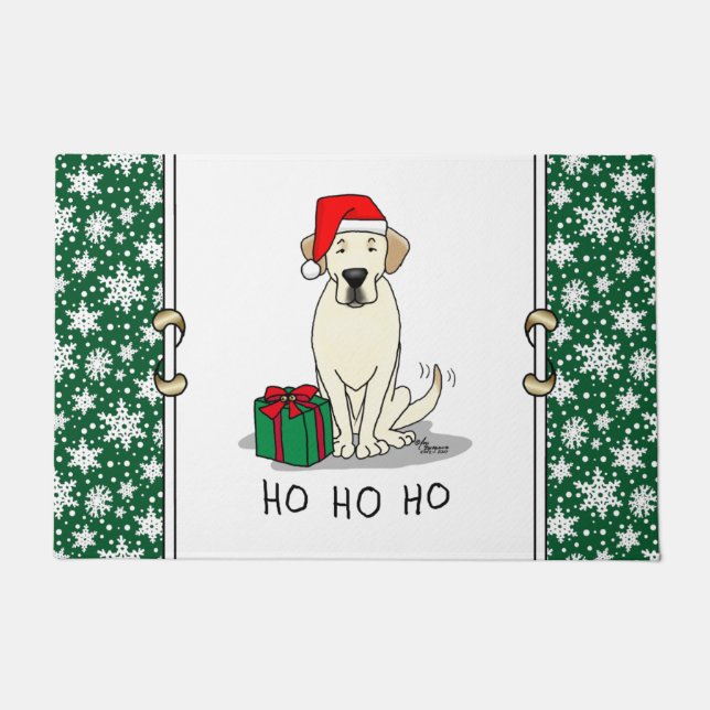 Christmas Santa Yellow Labrador Retriever Cute Doormat (Front)