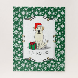 Christmas Santa Yellow Labrador Retriever Cute Jigsaw Puzzle
