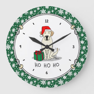 Christmas Santa Yellow Labrador Retriever Cute Large Clock