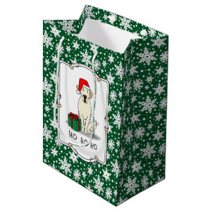 Christmas Santa Yellow Labrador Retriever Cute Medium Gift Bag