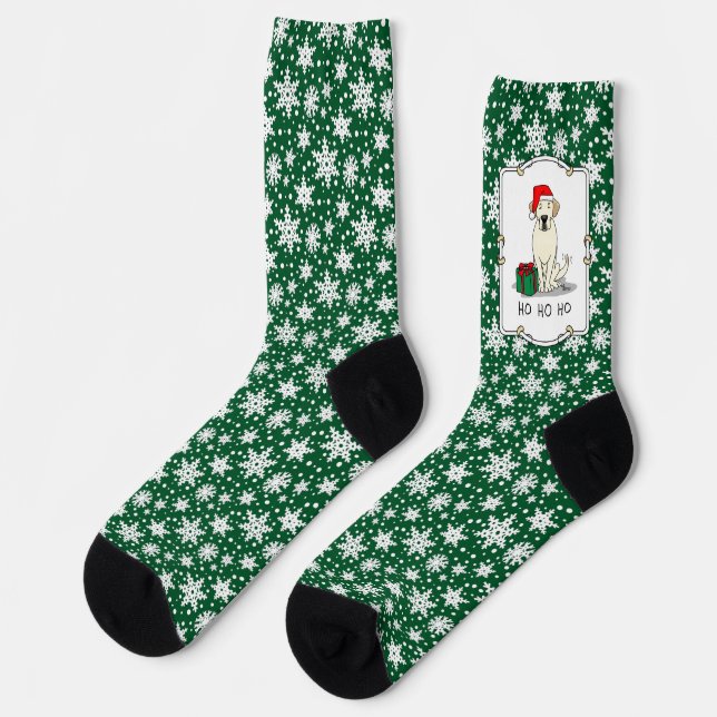 Christmas Santa Yellow Labrador Retriever Cute Socks (Left)