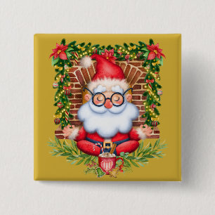 Christmas Santa Yoga Namaste Pose  15 Cm Square Badge