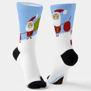 Christmas Santas and Christmas Pudding Socks