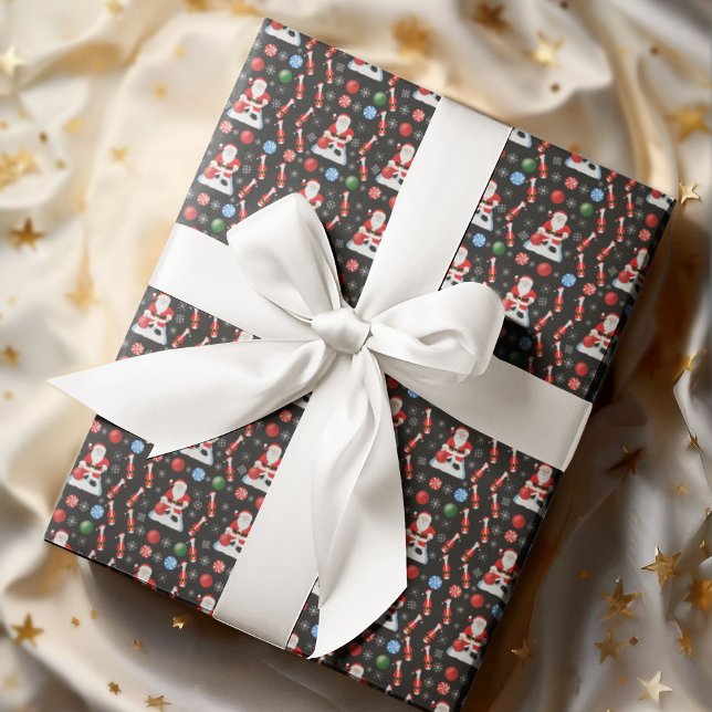 Christmas Santa's Bowling Pattern Wrapping Paper (Creator Uploaded)