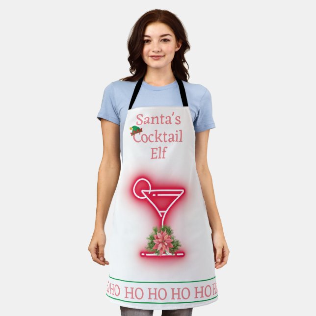 Christmas Santa's Cocktail Elf Bar  Apron (Worn)