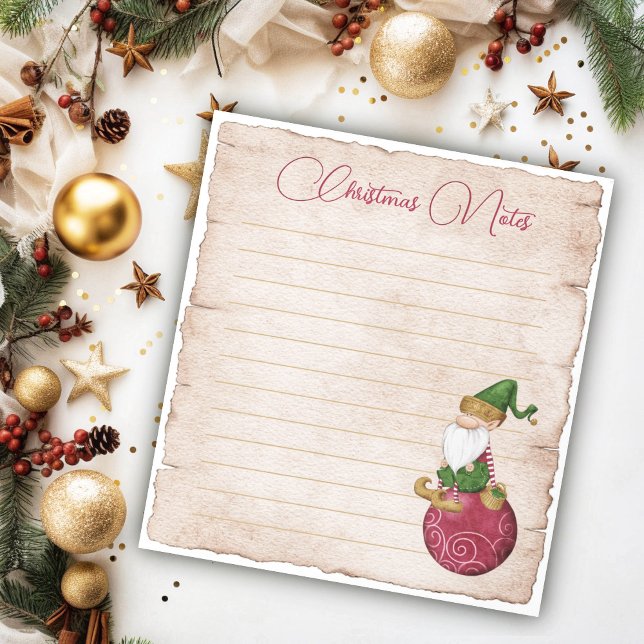 Christmas Santa's Elf on Ornament  Notepad (Creator Uploaded)