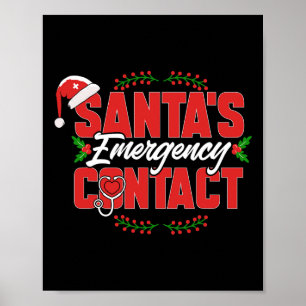 Christmas Santa's Emergency Contact. Nurse Poster