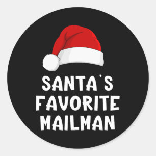 Christmas Santa's Favorite Mailman Funny Xmas Paja Classic Round Sticker