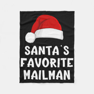 Christmas Santa's Favorite Mailman Funny Xmas Paja Fleece Blanket
