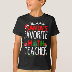 Christmas Santa's Favorite Math Teacher Mathematic T-Shirt