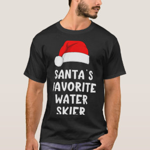 Christmas Santa's Favorite Water Skier Skiing Ski  T-Shirt