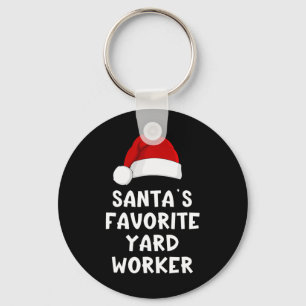 Christmas Santa's Favorite Yard Worker Funny Pajam Key Ring