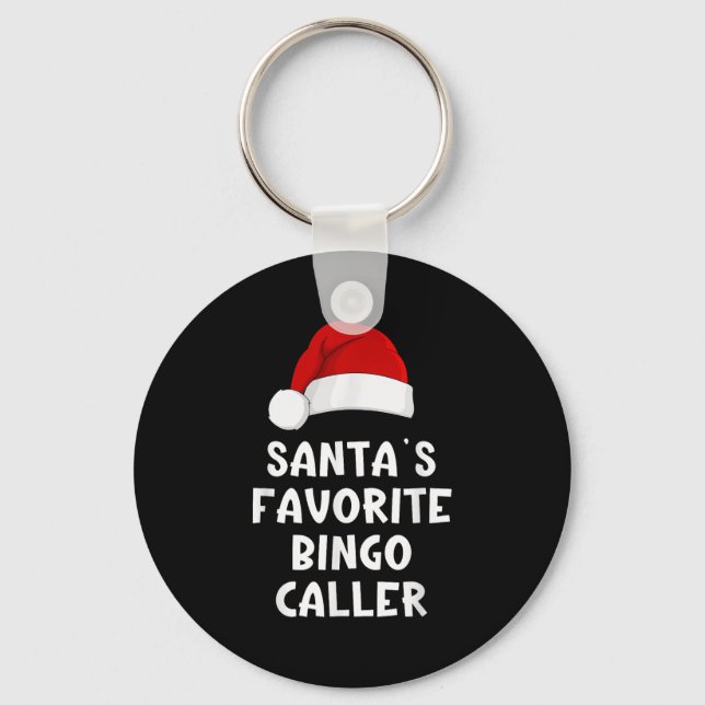 Christmas Santa's Favourite Bingo Caller Funny Xma Key Ring (Front)