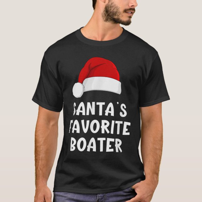 Christmas Santas Favourite Boater Funny Pajama Boa T-Shirt (Front)
