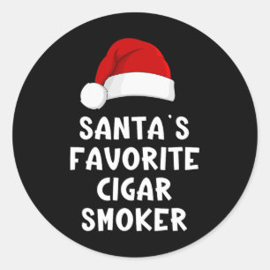 Christmas Santa's Favourite Cigar Smoker Funny Xma Classic Round Sticker