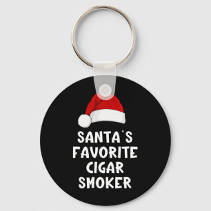 Christmas Santa's Favourite Cigar Smoker Funny Xma Key Ring