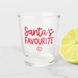 Christmas Santa's Favourite Festive Romantic Love Shot Glass<br><div class="desc">This modern design features the text "Santa's Favourite" in a fun red script accented with two love hearts. Perfect for that special someone for Christmas #christmas #holidays #christmasgift #christmasgifts #glasses #barware #kitchen #home #party #christmasparty #holidayparty #stockingstuffers #secretsanta #giftsforhim</div>