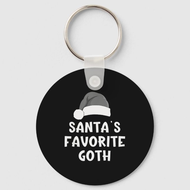 Christmas Santa's Favourite Goth Funny Xmas Pajama Key Ring (Front)