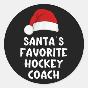 Christmas Santas Favourite Hockey Coach Funny Xmas Classic Round Sticker