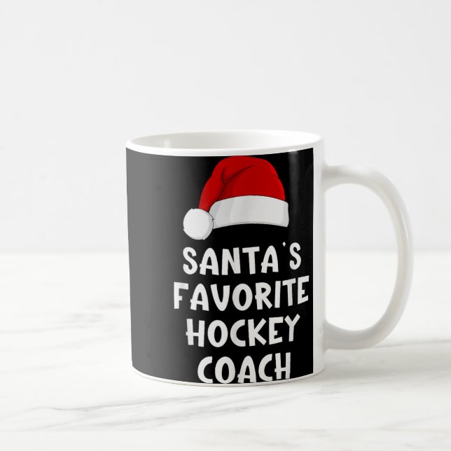 Christmas Santas Favourite Hockey Coach Funny Xmas Coffee Mug (Right)