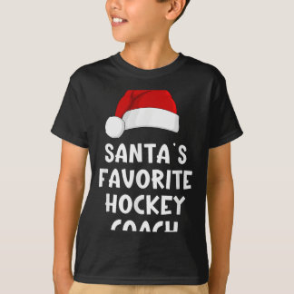 Christmas Santas Favourite Hockey Coach Funny Xmas T-Shirt