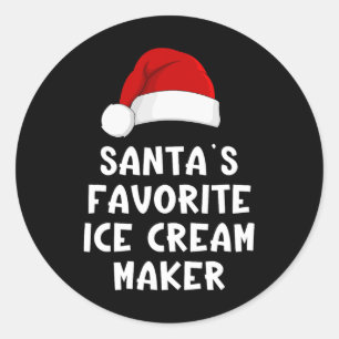 Christmas Santa's Favourite Ice Cream Maker Funny Classic Round Sticker