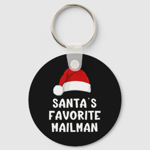 Christmas Santa's Favourite Mailman Funny Xmas Paj Key Ring
