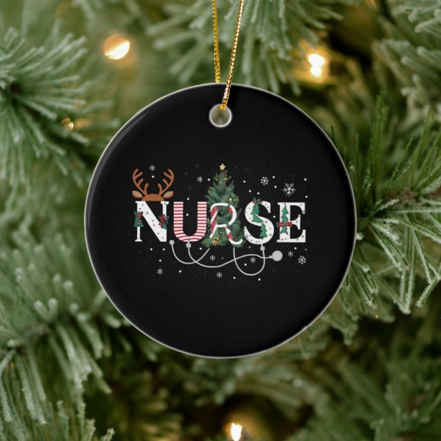 Christmas Santa's Favourite Nurse Xmas Gifts Holid Ceramic Ornament (Tree)