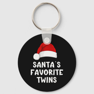 Christmas Santa's Favourite Twins Funny Xmas Pajam Key Ring