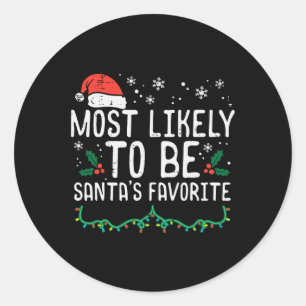 Christmas Santas Favourite Xmas Family Match Kids Classic Round Sticker