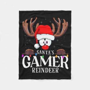 Christmas Santa's Gamer Reindeer Matching X-mas  Fleece Blanket