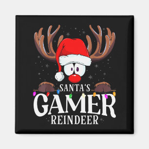 Christmas Santa's Gamer Reindeer Matching X-mas  Magnet