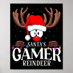 Christmas Santa's Gamer Reindeer Matching X-mas  Poster